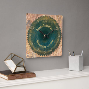 Horloge Carrée Handyman Woodworking Rustic Saw