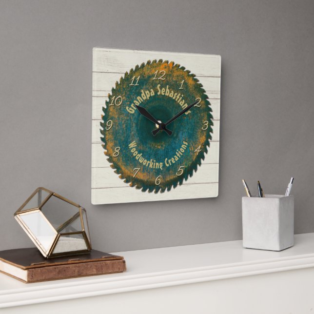 Horloge Carrée Handyman Woodworking Rustic Saw (Bureau)