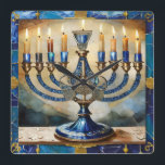 Horloge Carrée Hanoukka bleue Menorah<br><div class="desc">Vous regardez The Lee Hiller Photography Art and Designs Collection of Home and Office Decor,  Apparel,  Gifts and Objets de collection. Les conceptions incluent Lee Hiller Photography et Mixed Media Art numérique Collection http://LeeHiller.com</div>
