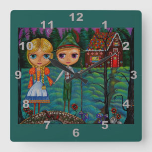Horloge Carrée Hansel and Gretel Dolls Cute Gingerbread