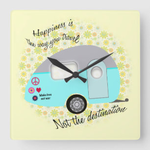 Horloge Carrée Happiness is the way you travel wall clocks