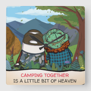 Horloge Carrée Happy Camper Life Quote Mountain Vista Modèle