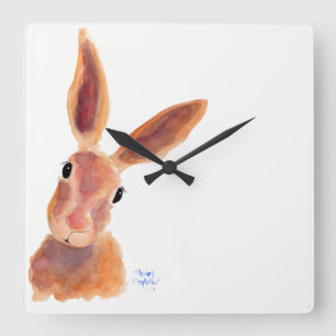 Horloge Carrée Happy Hare ' Jim Jam' by Shirley MacArthur
