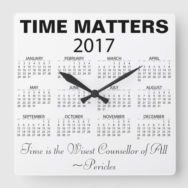 Horloge Carrée Happy New Year 2017 Quota de Calendar Wisdom (Recto)
