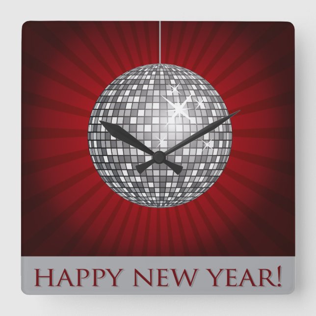 Horloge Carrée Happy New Year Wall Clock (Recto)