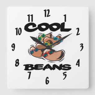 Horloge Carrée haricots cool drôles