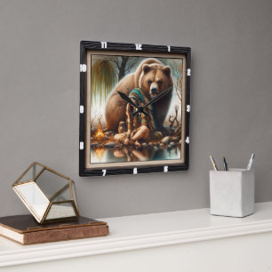 Horloge Carrée Harmonie des filles amérindiennes