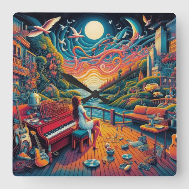 Horloge Carrée Harmonie Dreamy Riverfront (Recto)