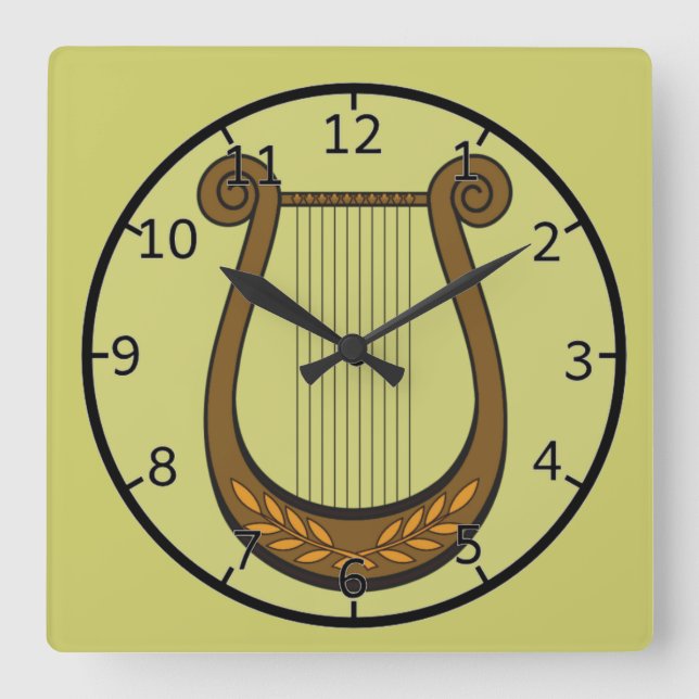 Horloge Carrée Harpe irlandaise (Recto)