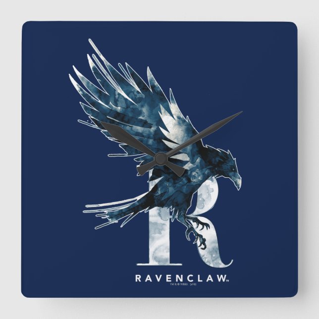 Horloge Carrée Harry Potter | Aquarelle RAVENCLAW™ Raven (Recto)