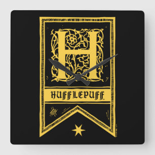 Horloge Carrée Harry Potter   Bannière Monogramme Hufflepuff