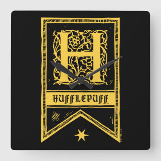 Horloge Carrée Harry Potter | Bannière Monogramme Hufflepuff