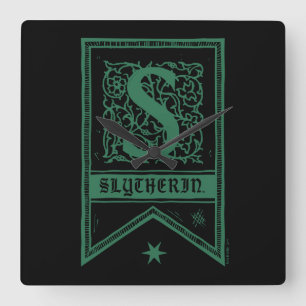 Horloge Carrée Harry Potter   Bannière Monogramme Slytherin