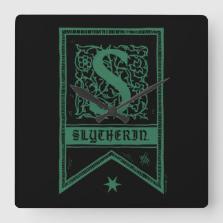 Horloge Carrée Harry Potter | Bannière Monogramme Slytherin