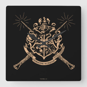 Horloge Carrée Harry Potter   Hogwarts Crossed Wands Crest
