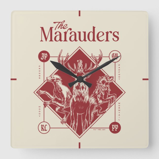 Horloge Carrée HARRY POTTER™ Les Marauders Animagus Graphisme (Recto)