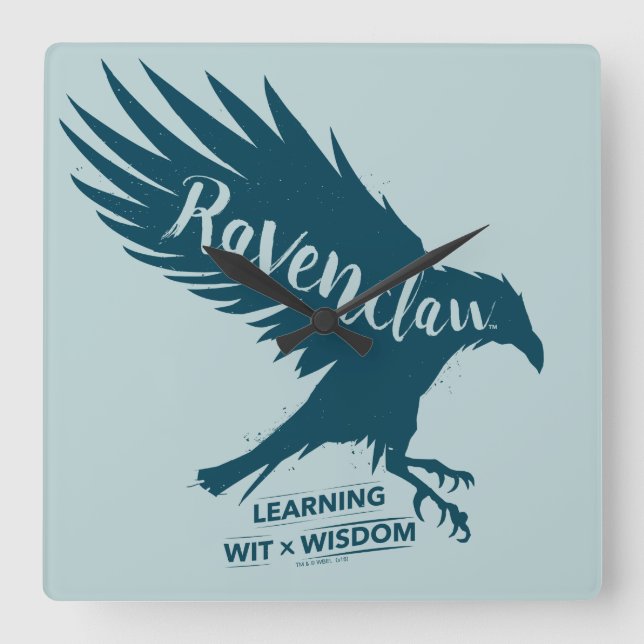 Horloge Carrée Harry Potter | Typographie Silhouette RAVENCLAW™ (Recto)
