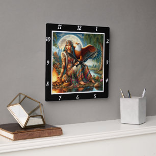 Horloge Carrée Havens autochtones : La sérénité de la rivière Eag