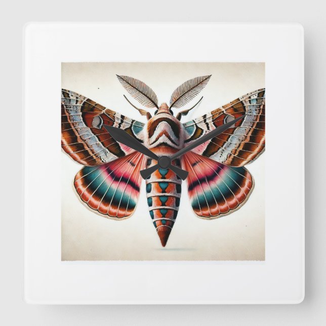 Horloge Carrée Hawk Moth 260824IREF237 - Watercolor (Recto)