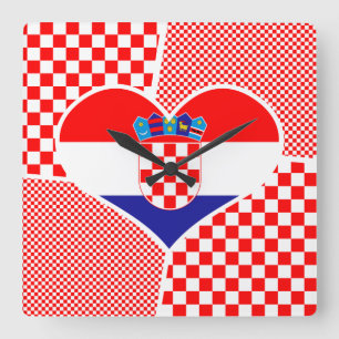 Horloge Carrée Heart Collage Croatian