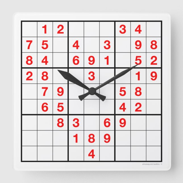 Horloge Carrée Heart Sudoku Clock with downloadable puzzle (Recto)
