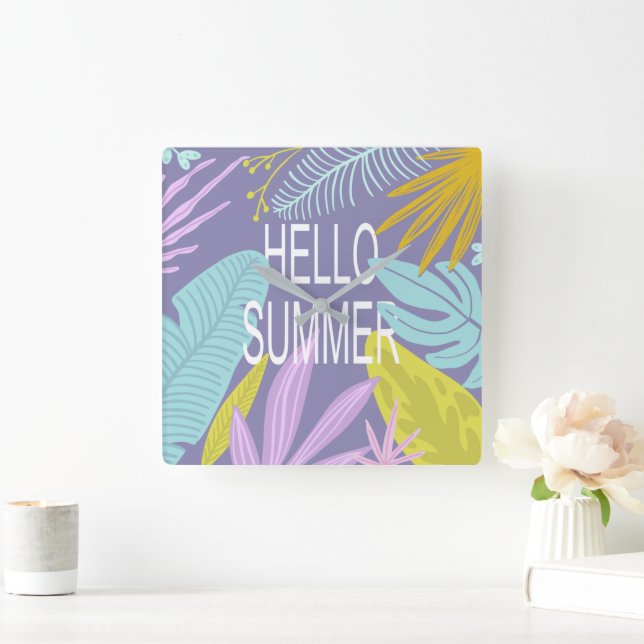 Horloge Carrée Hello Summer Tropical | Wall Clock (Maison)