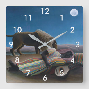 Horloge Carrée Henri Rousseau - La Bohémienne endormie