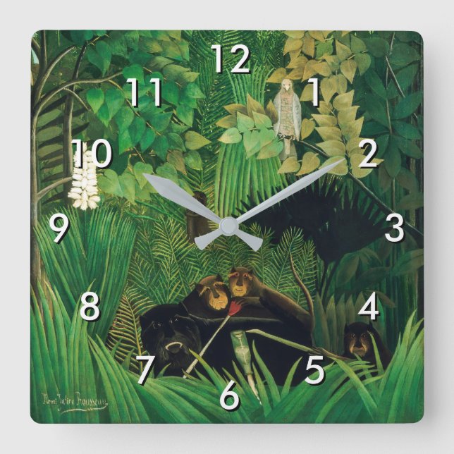 Horloge Carrée Henri Rousseau - Les Joyeux Jesters (Recto)