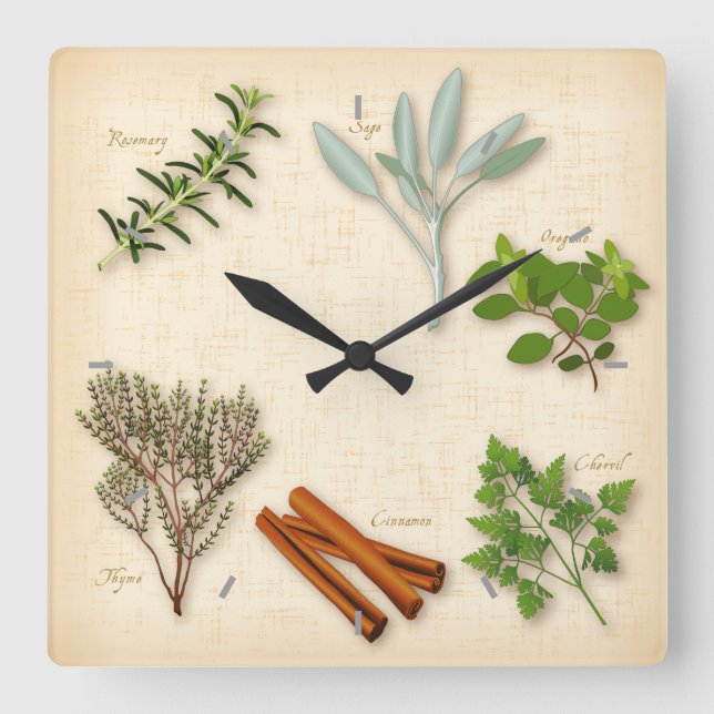 Horloge Carrée Herbs and Spices Wall Clock (Recto)