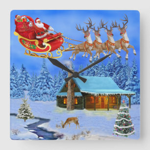 HORLOGE CARRÉE HERE COMES SANTA CLAUS