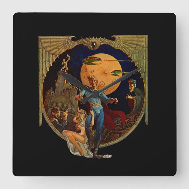 Horloge Carrée Héros de Sci-Fi (Recto)