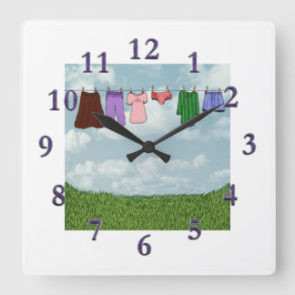 Horloge Carrée Heure de faire la blanchisserie