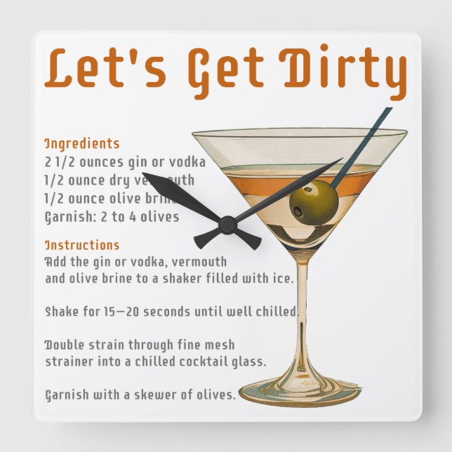 Horloge Carrée Heure du cocktail : découvrez la recette du Dirty  (Recto)