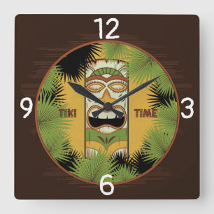 Horloge Carrée Heure Tiki