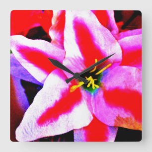 Horloge Carrée Hibiscus