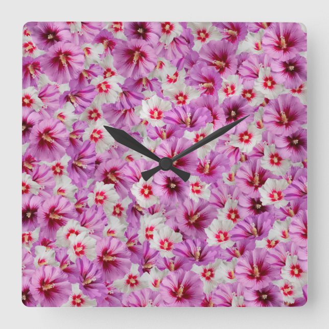 Horloge Carrée Hibiscus (Recto)