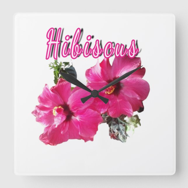 Horloge Carrée Hibiscus  (Recto)