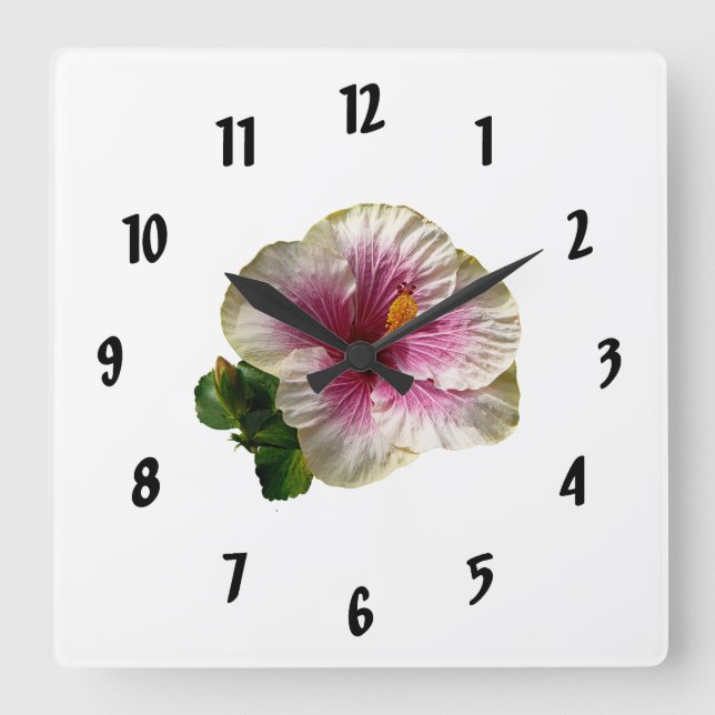 Horloge Carrée Hibiscus Candy Striper (Recto)