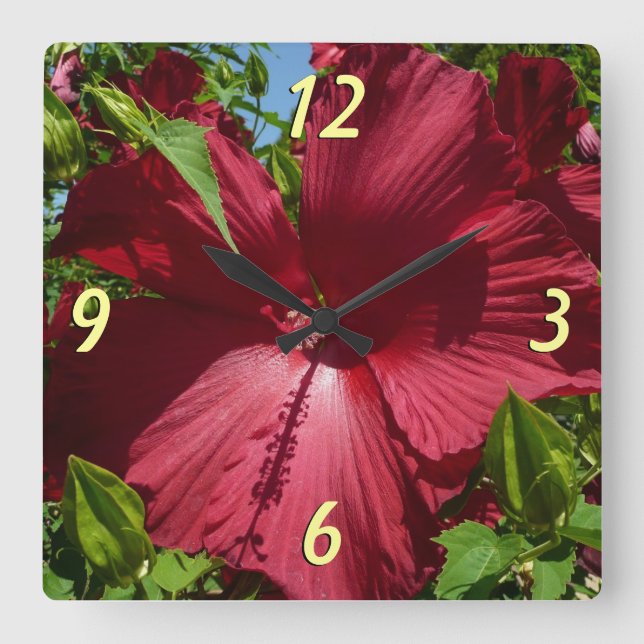 Horloge Carrée Hibiscus Flower and Blue Sky (Recto)