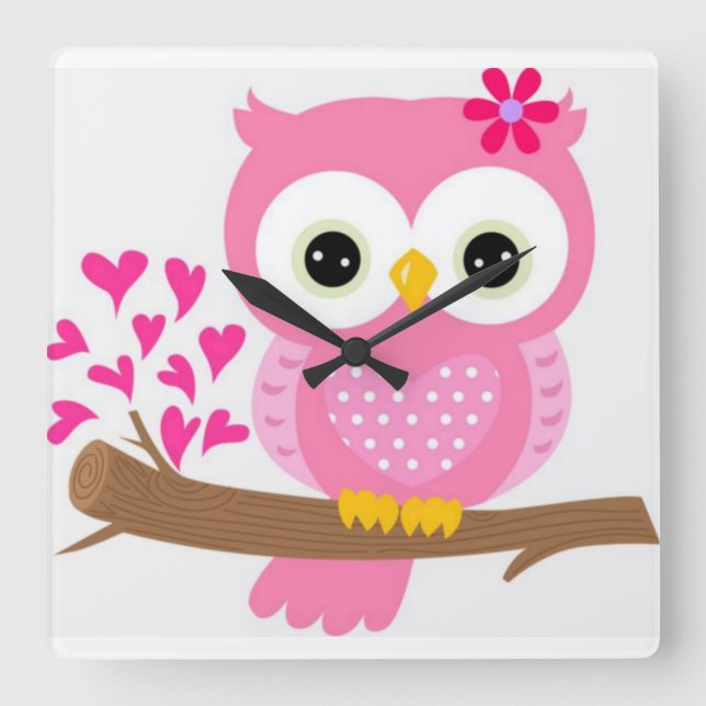 Horloge Carrée Hibou (Recto)
