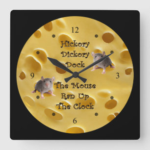 Horloge Carrée Hickory Dickory Dock ~ Fromage suisse