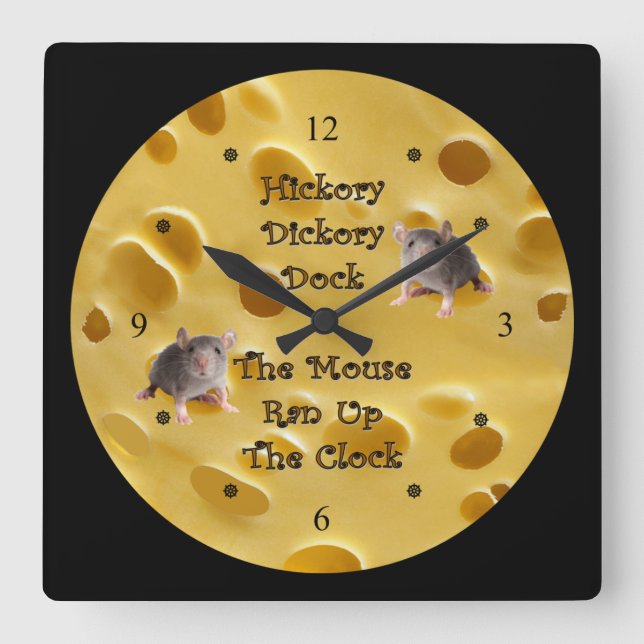 Horloge Carrée Hickory Dickory Dock ~ Fromage suisse (Recto)