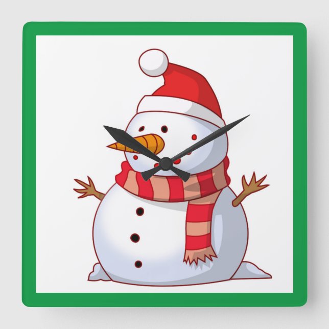 HORLOGE CARRÉE HIVER SNOWMAN (Recto)