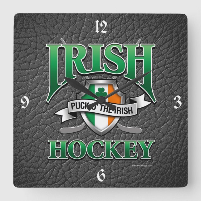 Horloge Carrée Hockey irlandais (Recto)
