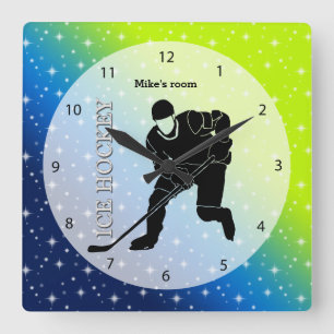 Horloge Carrée Hockey sur glace