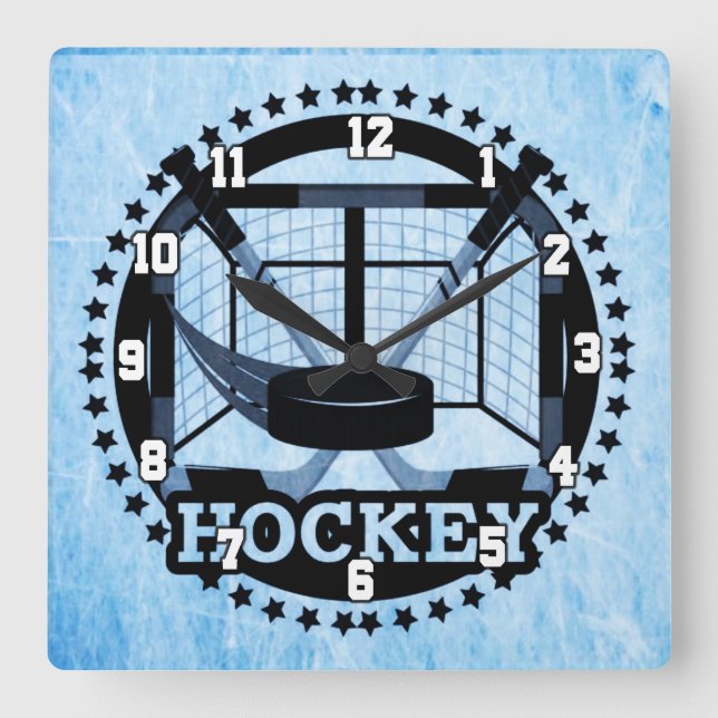 Horloge Carrée Hockey sur glace (Recto)