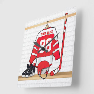 Horloge Carrée Hockey sur glace du Jersey