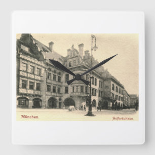 Horloge Carrée Hofbrauhaus, Munich, Allemagne 1900 Vintage