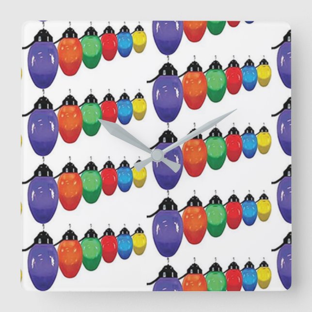 HORLOGE CARRÉE "HOLIDAY STRING OF LIGHTS" CHRISTMAS CLOCK (Recto)