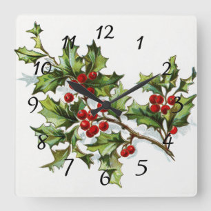 Horloge Carrée HollyBerries20150802